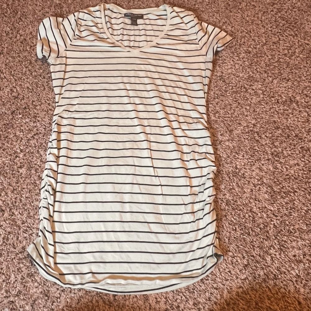 A Pea in the Pod Maternity Dress‎ Striped T-Shirt Short Sleeve Casual M